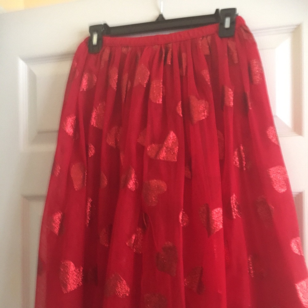 Children’s Red Tulle Maxi Skirt with Hearts